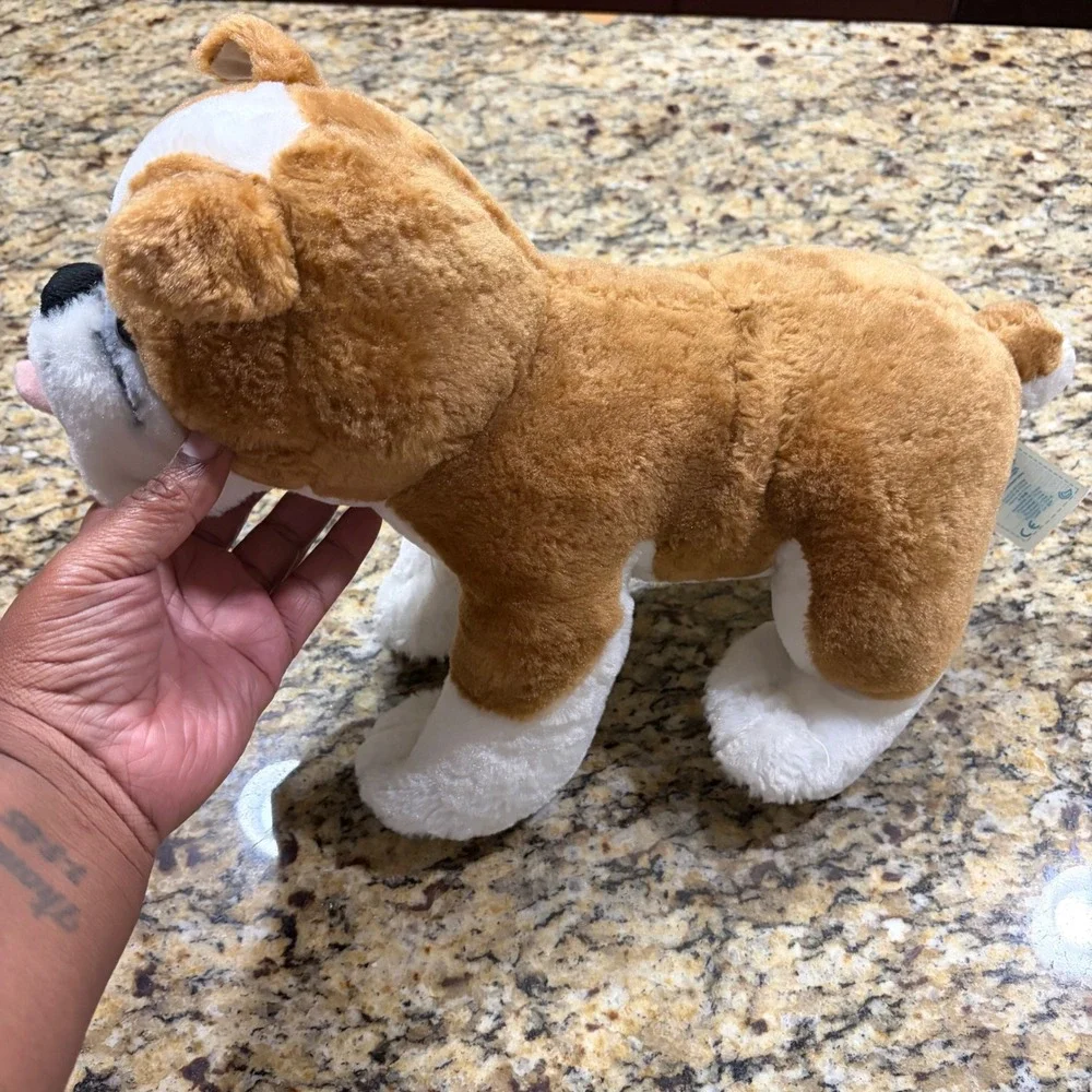 Build-A-Bear Workshop Brown White Bulldog Plush Stuffed Animal Standing 16 Inch